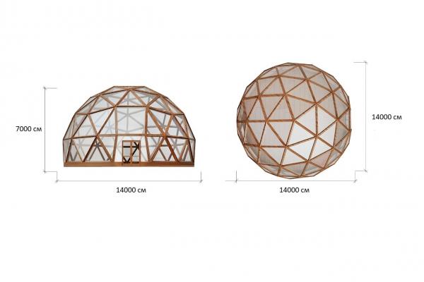 Сферический деревянный шатер 14x14 м в аренду