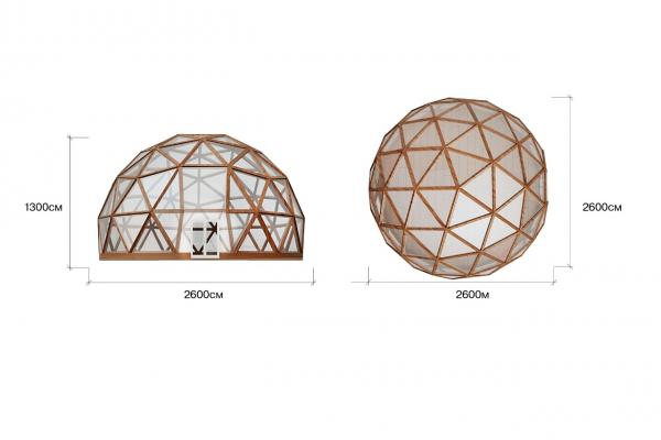 Сферический деревянный шатер 26x26 м 